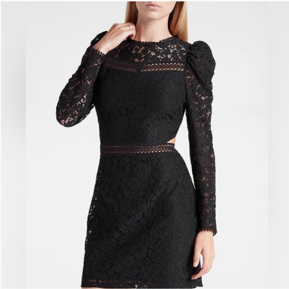 Express Black Lace Cutout Dress